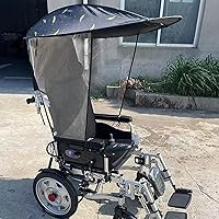 Vista 3 de Toldo para silla de ruedas eléctrica, toldo ajustable para silla de ruedas, cubierta de lluvia, gasa lateral, transpirable, resistente a los rayos