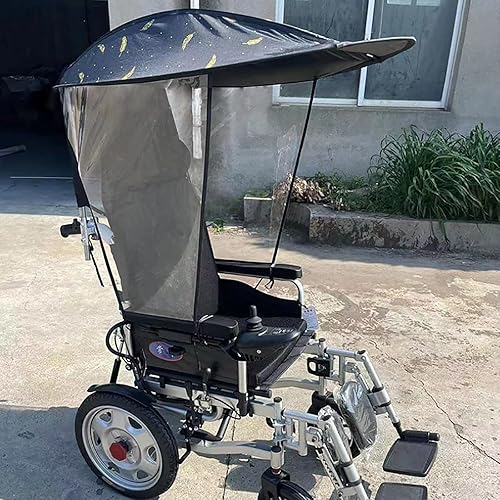 Miniatura 7 de Toldo para silla de ruedas eléctrica, toldo ajustable para silla de ruedas, cubierta de lluvia, gasa lateral, transpirable, resistente a los rayos