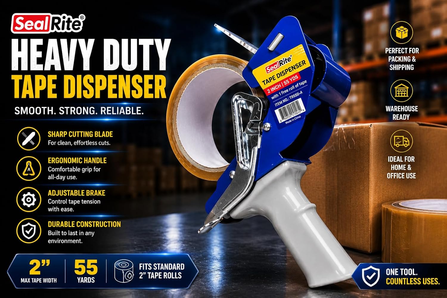 Heavy Duty Packaging Tape Gun Dispenser for 2-Inch Packing Tape image 2