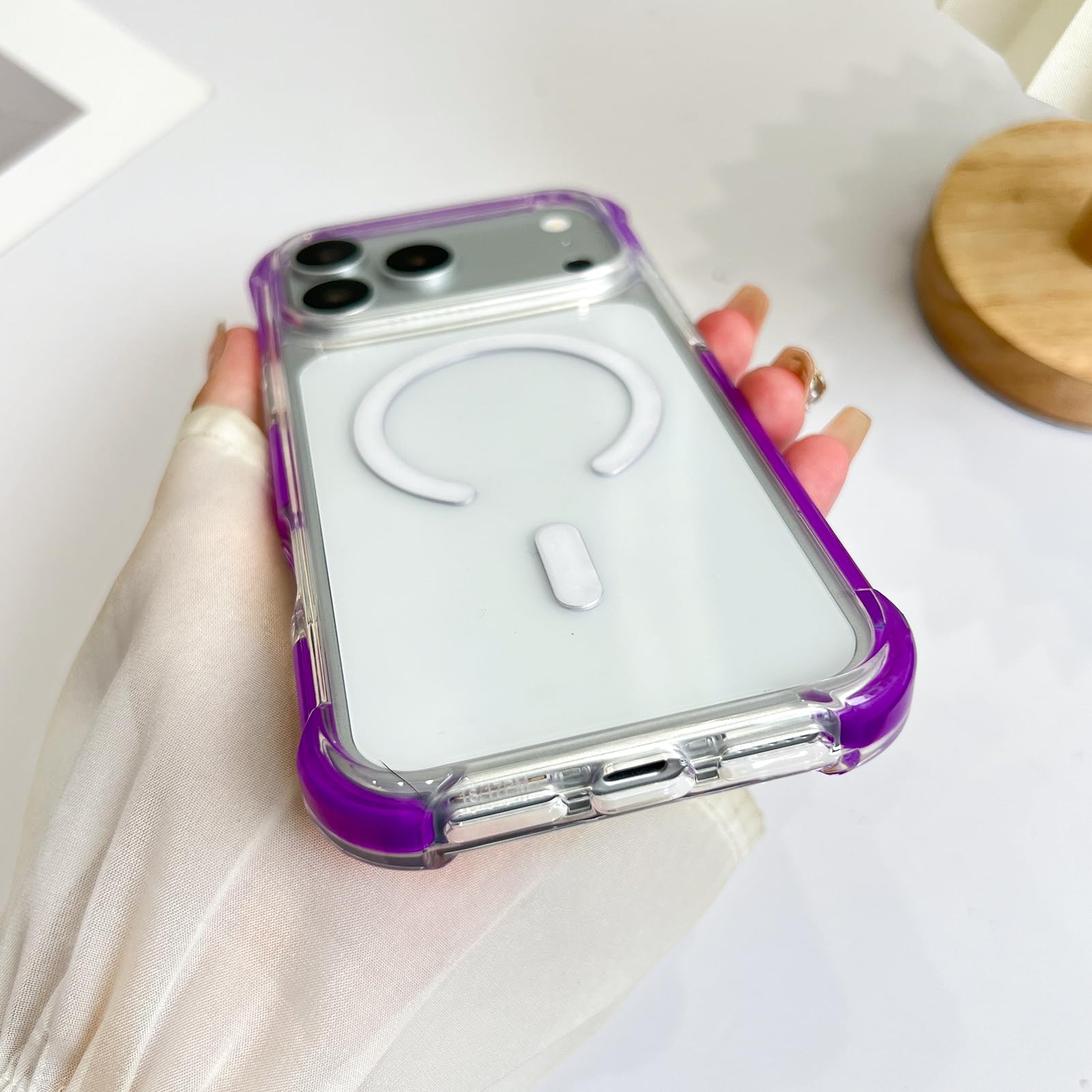 SAKUULO Custodia magnetica trasparente per iPhone 121 Pro 16 cm, viola