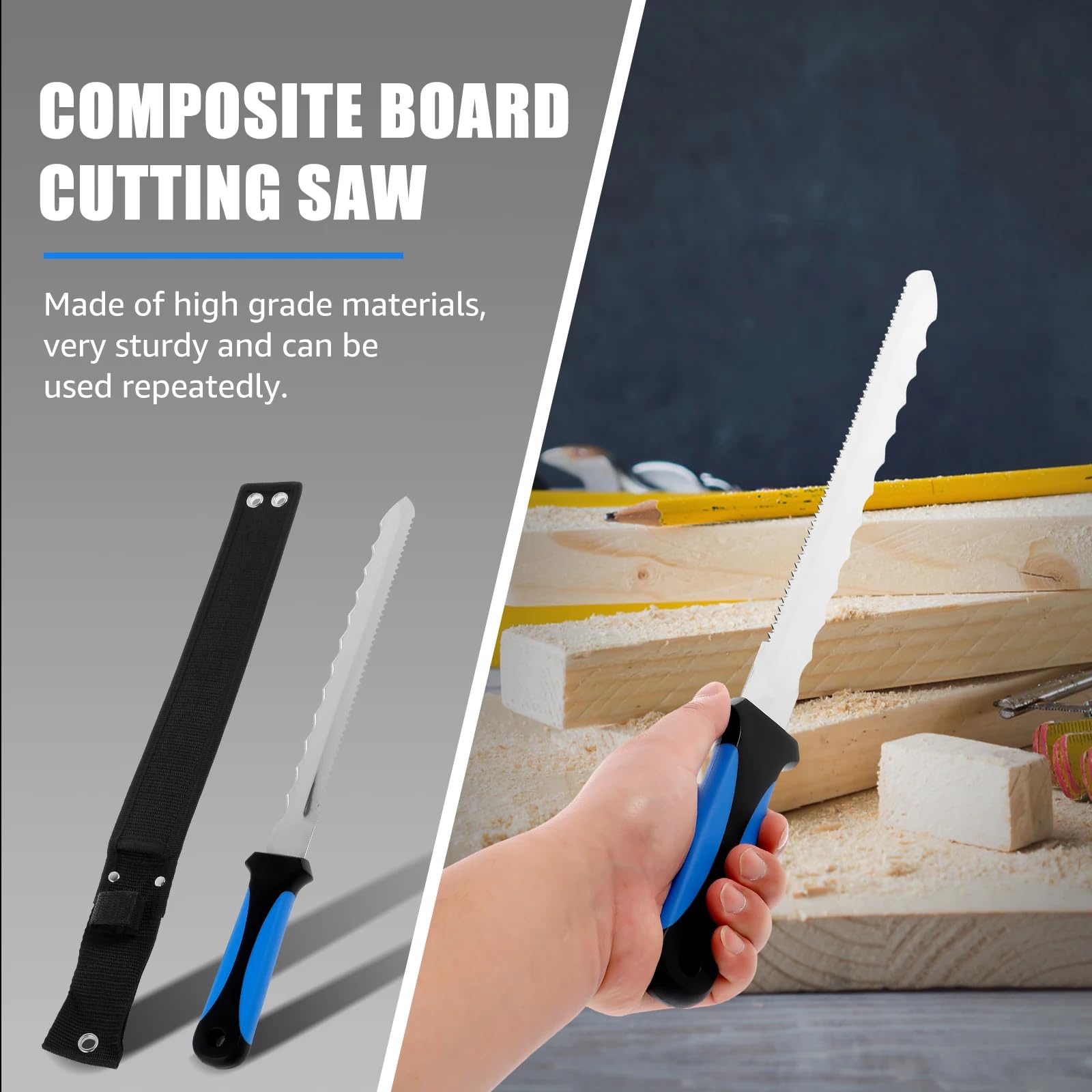 Couteau à Isolation 420mm – Couteau Isolant Lame 280 mm en Acier Trempé double melage – Ideal Laine de bois, de verre, de roche, Polystyrène, – Manche Ergonomique Antidérapant