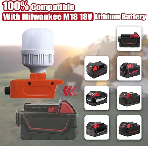 Miniatura 4 de Luz de trabajo LED inalámbrica para Milwaukee con bombilla LED, URUN 12W 1300LM linterna LED de mano para Milwaukee M18 18V Max 6500K luz blanca