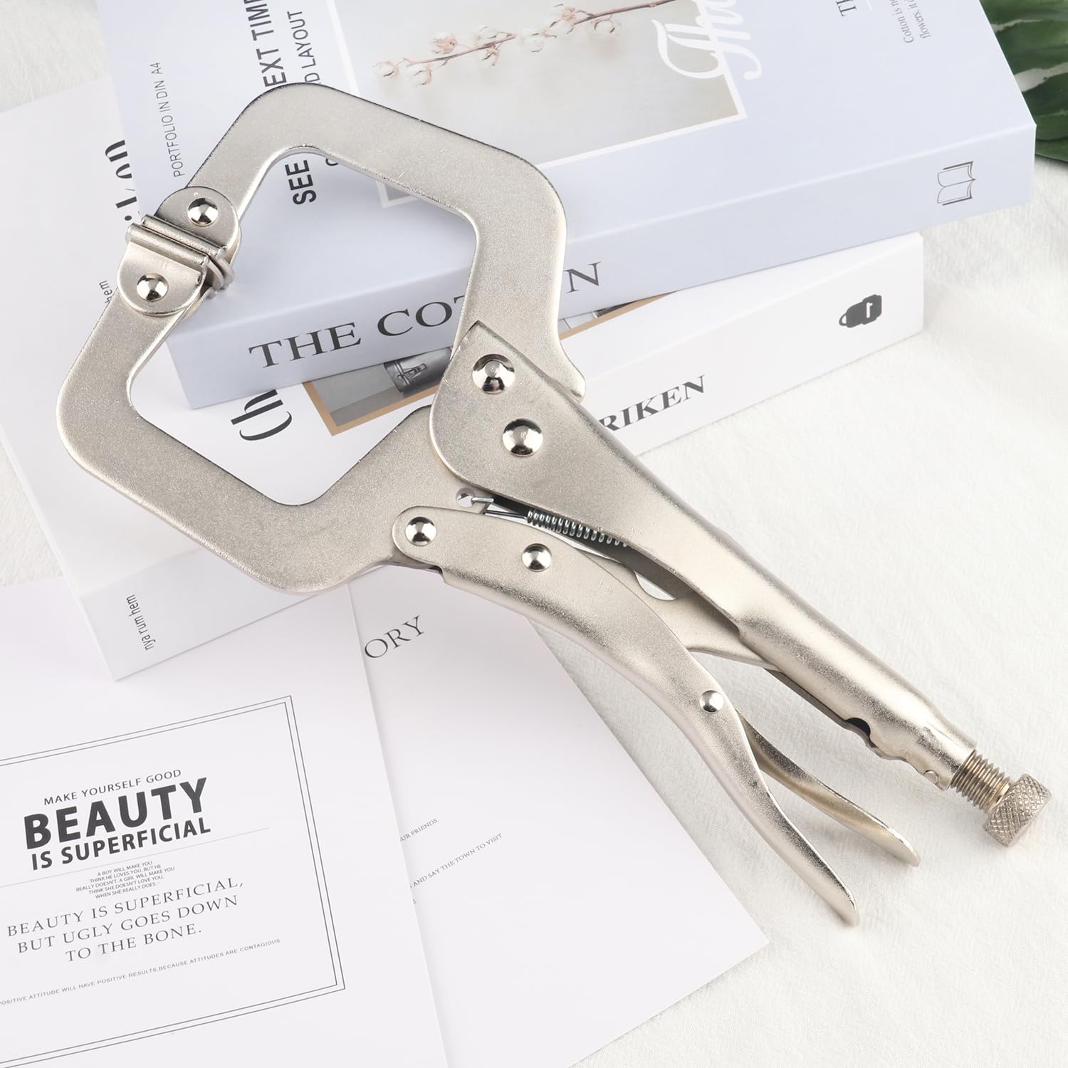 Confezione da 5 pinze di bloccaggio a C da 22,9 cm, morsetto di bloccaggio a C, pinze regolabili a C placcate in nichel per lavorazione del legno, saldatura, manutenzione elettricista e molto altro