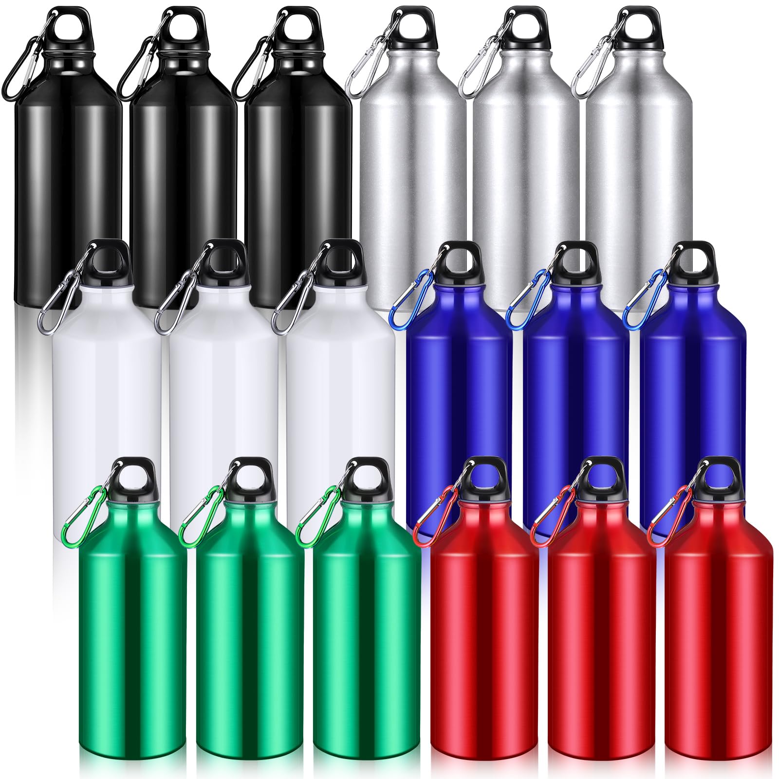 Potchen 18 Pcs Water Bottles Multipack Aluminum Bulk Valentine's Day Galentine's Gifts Metal Reusable Lightweight Sport School Leak Proof with Twist