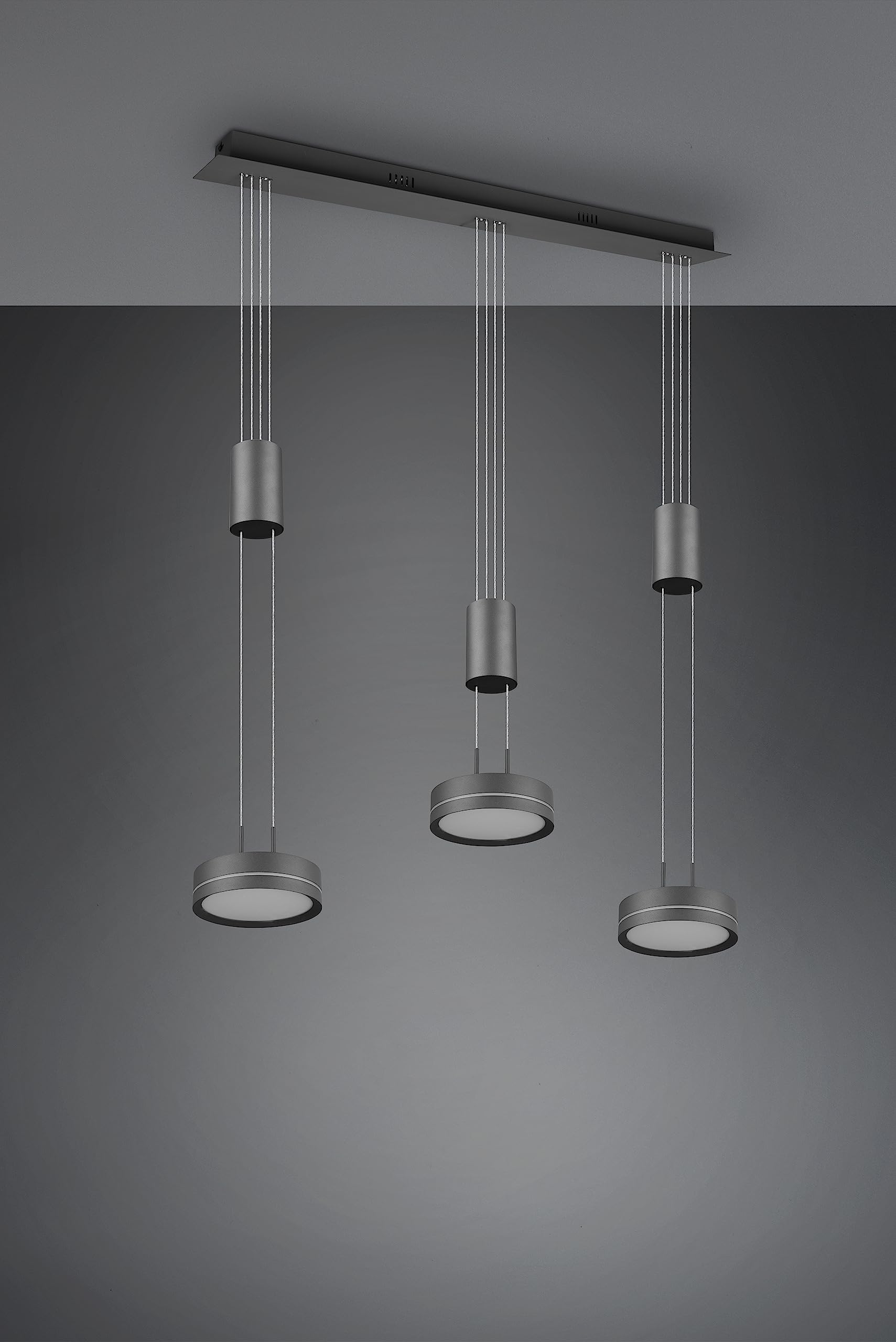 Trio Leuchten LED Pendelleuchte Franklin 326510342, Metall Anthrazit, inkl. 2x 9 Watt LED, Switch Dimmer