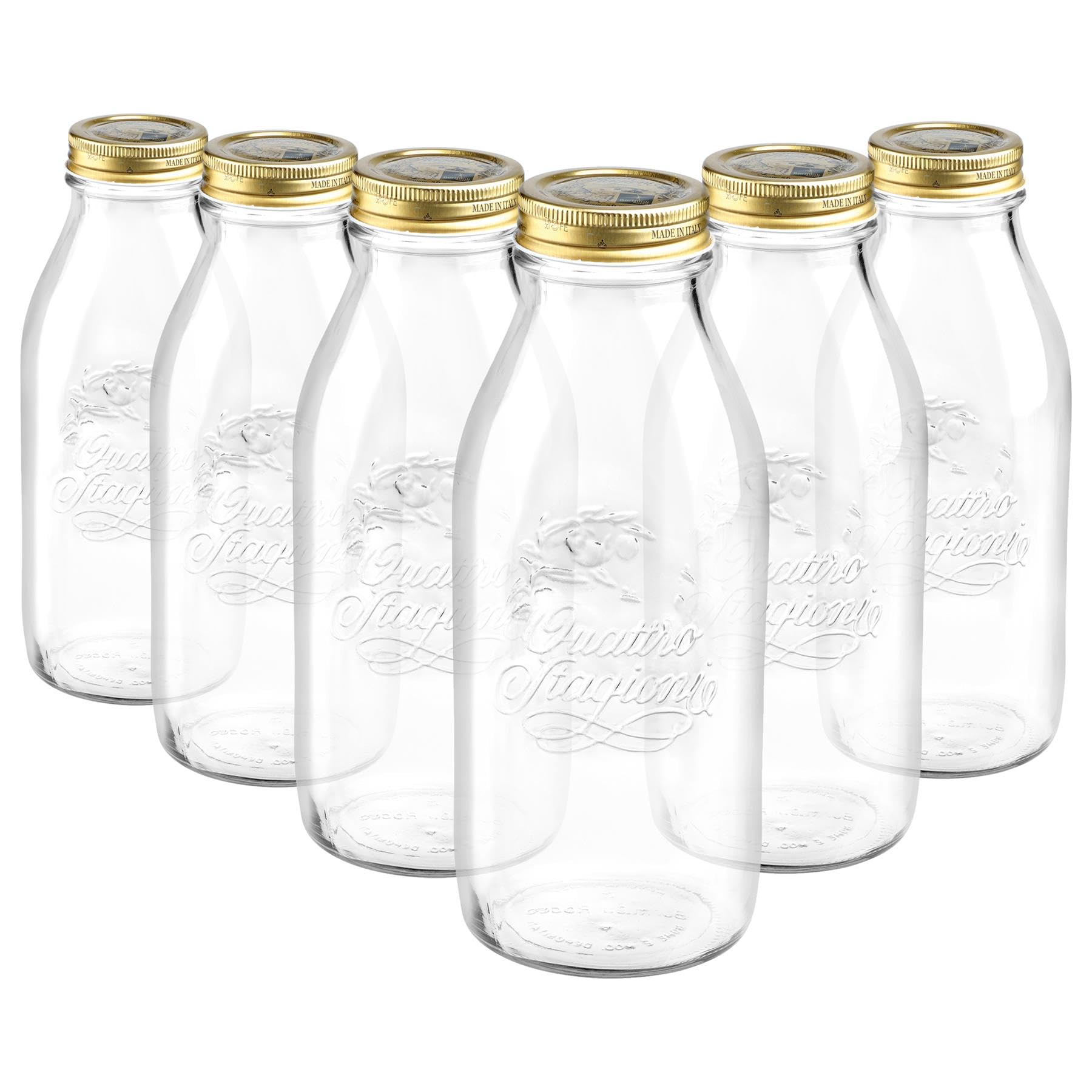 Bormioli Rocco Quattro Stagioni Glass Bottles - 1L - Pack of 6