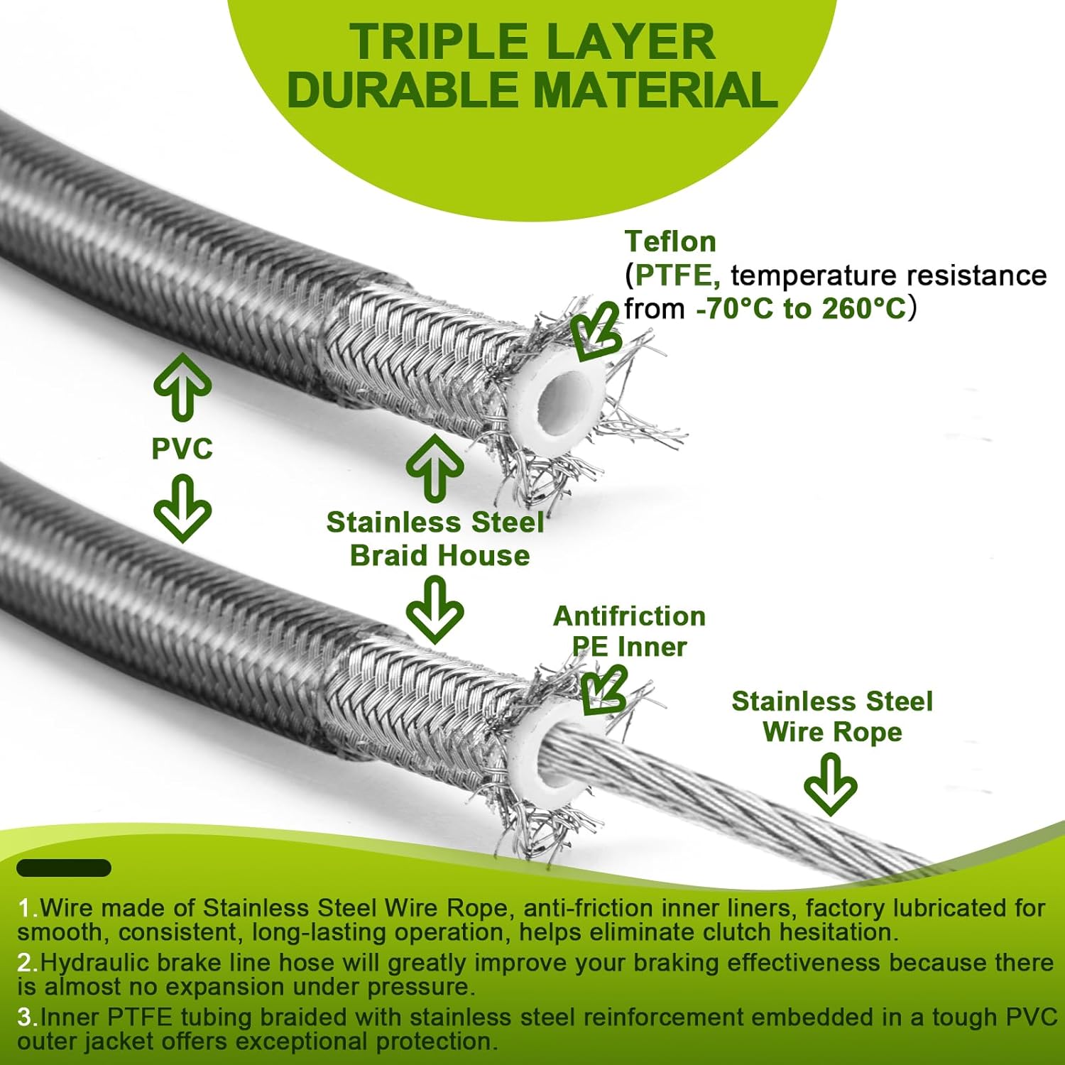 Mofun ABS Upper Hydraulic Front Brake Line & Throttle and Idle Cable Kit & Clutch Cable Compatible with Harley Dyna Street Bob Switchback Wide Glide 2012-2017, Fit 12"-14" Handlebar, Black