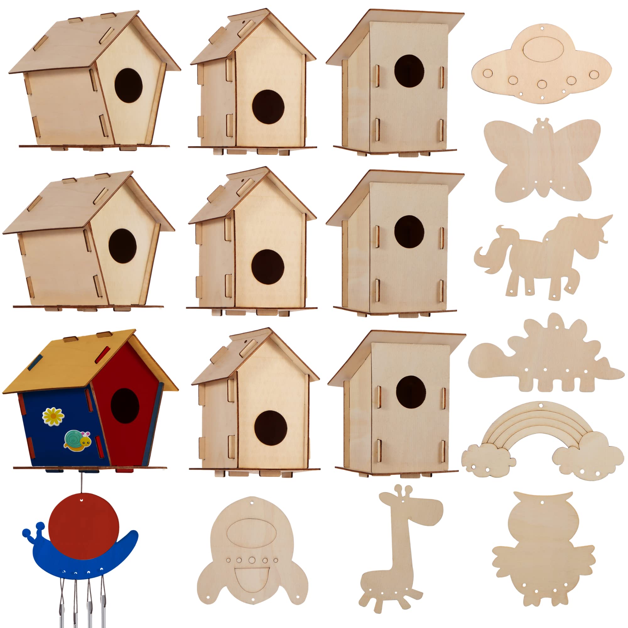 Buy 9 Wooden Birdhouses & 9 Wind Chimes Art & Crafts for Kids Ages 4 5