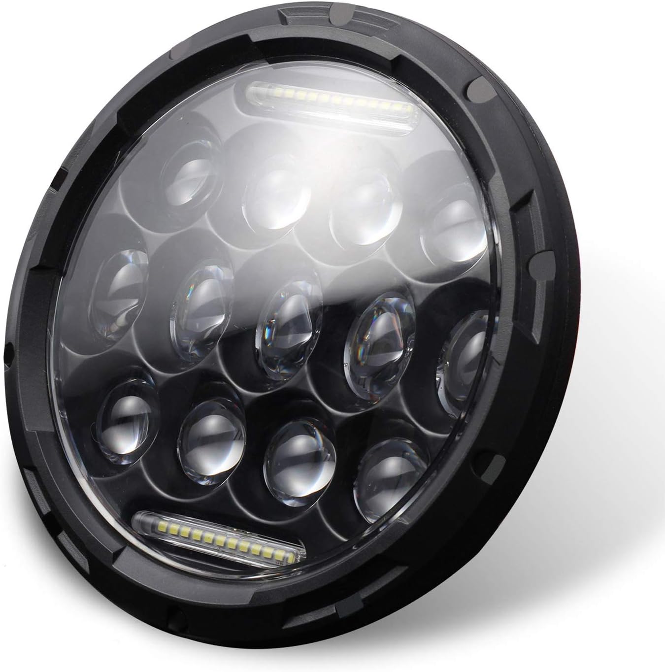 HIP TEC 7 Inch Round 75W LED Headlight Round Hi/Lo Beam Headlamp DRL Headlamp for Car Motorbike (1pcs)