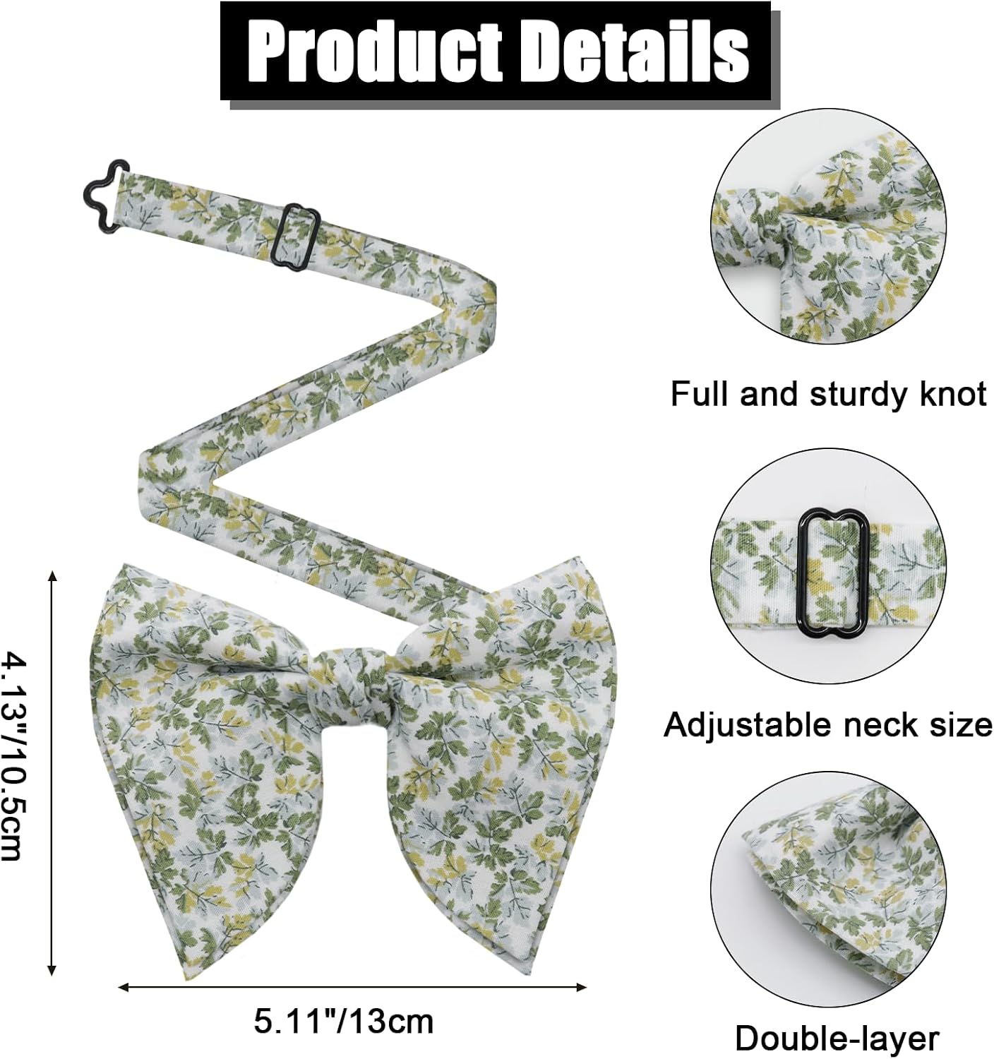 Floral Mens Bow Tie Oversized Bow Ties for Women Men Pre Tied Cotton Bowties for Wedding Party Casual