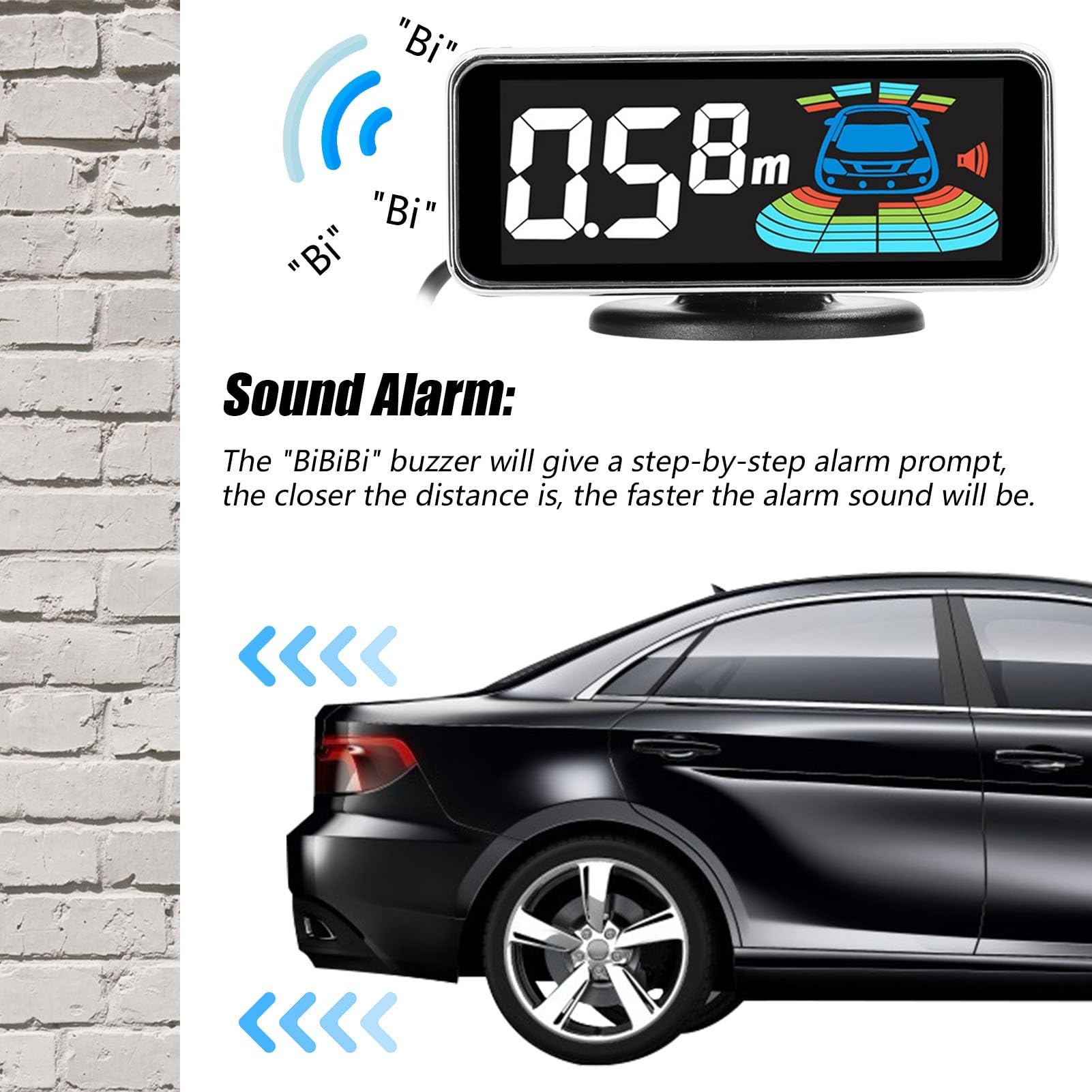 Kit sensori parcheggio Radar retromarcia Sensore parcheggio posteriore auto 8 sensori Rilevamento della distanza Visualizzazione Avviso acustico