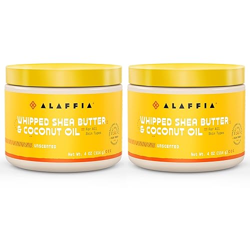 Alaffia Mantequilla de karité batida y aceite de coco cuidado de la piel y cuidado del cabello hidratante nutritivo que mejora la elasticidad y Alaffia Mantequilla de karité batida y aceite de coco cuidado de la piel y cuidado del cabello hidratante nutritivo que mejora la elasticidad y