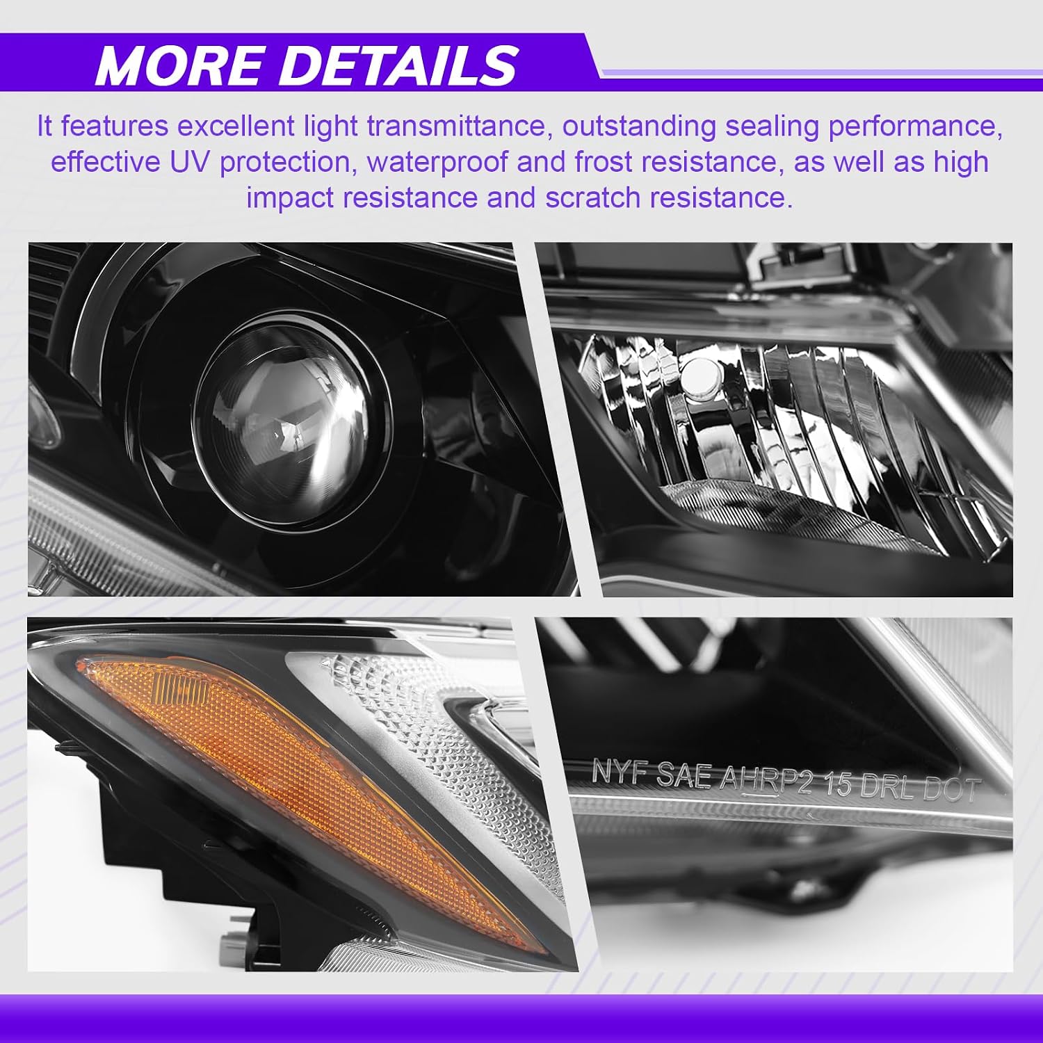Headlight Assembly Compatible with 2016-2018 Honda Pilot LX& 2017-2020 Ridgeline RT/RTS/Sport/RTL 2PINS (Passenger Side (Right))
