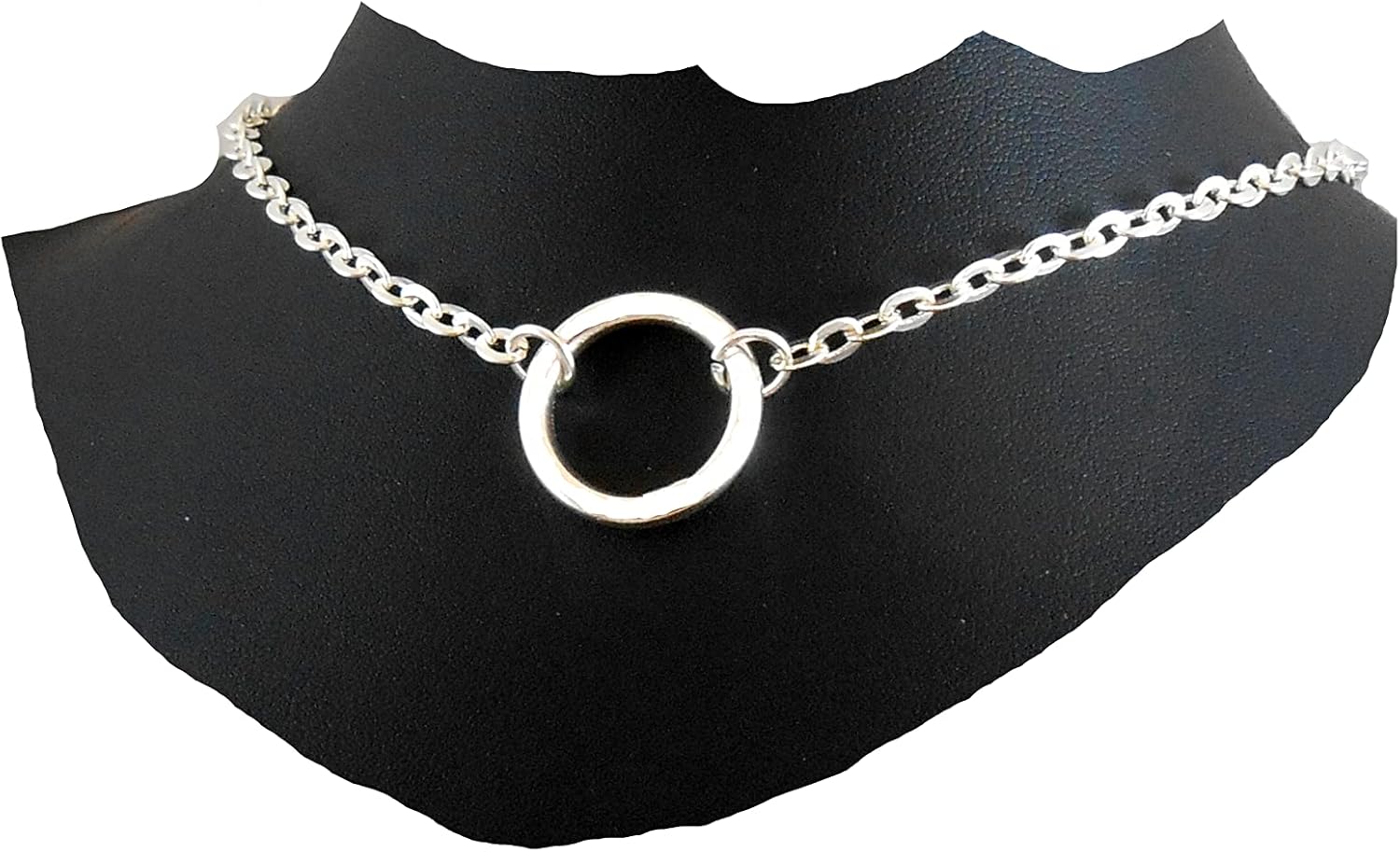 Small Silver Day Collar Choker O Ring Unisex Necklace Circle Eternity Charm pure plated for Men Women Teenager Gift light and delicate resize up to 18 Inches
