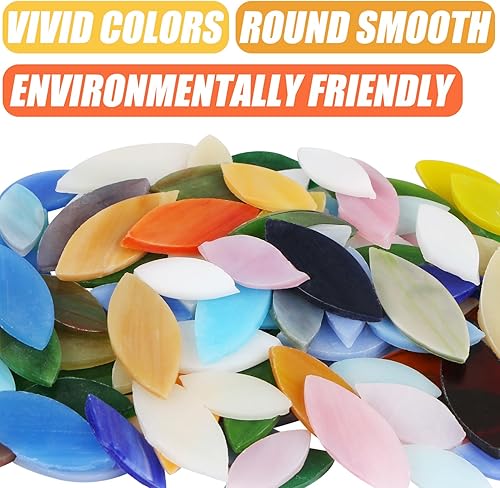 Miniatura 4 de Mosaico de vidrio plano, 100 piezas de mosaico de vidrieras, mosaico de pétalos, azulejos de hojas de flores para decoración del hogar, manualidades