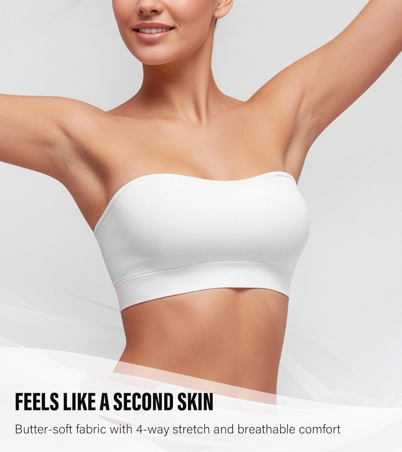 DEANGELMON Strapless Bras for Women Wireless Push Up Non-Slip Bandeau Bra Seamless Clear Straps TubeTop Padded Bralette - Image 4