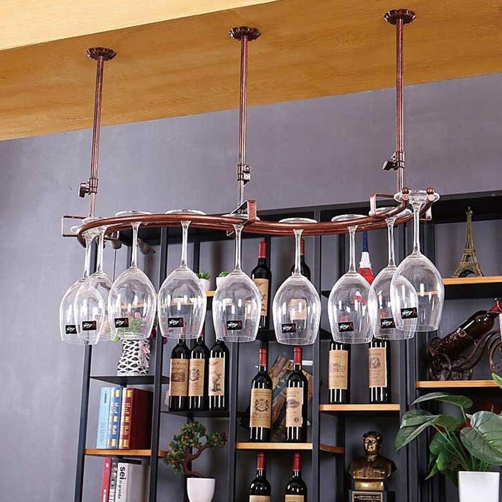 Wine Rack Wine Rack Home Red Holder Restaurant Bar Wine Glass Rack/Ceiling Mounted Hanging Wine Bottle Holder Metal Iron Wine Glass Holder High Cup Holder/Adjustable Heig,55 * 20cm-