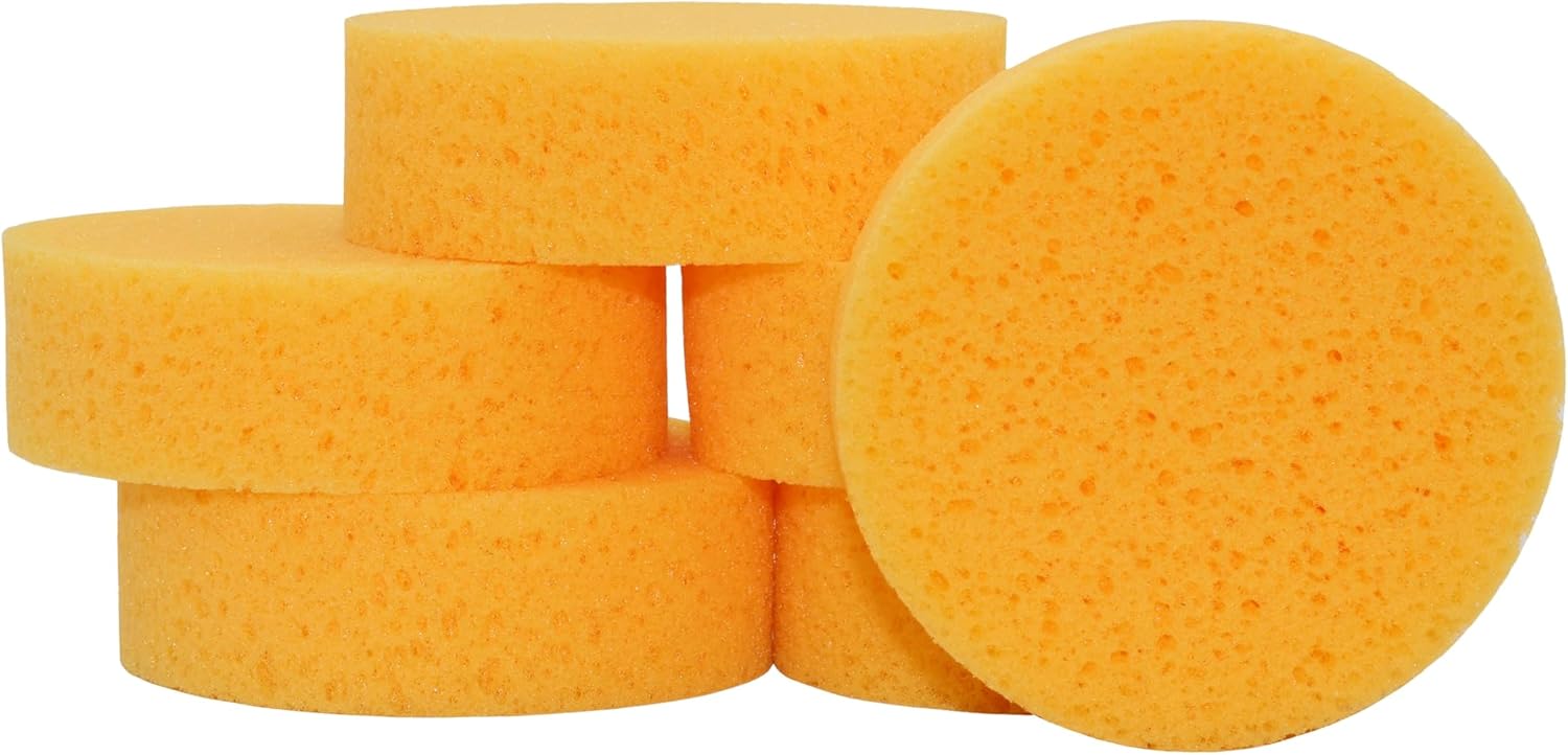 3 Inch Round Synthetic Sponges for Crafts, Painting, Pottery, Face Painting, Watercolors & Horse Tack Cleaning | 25 Pack