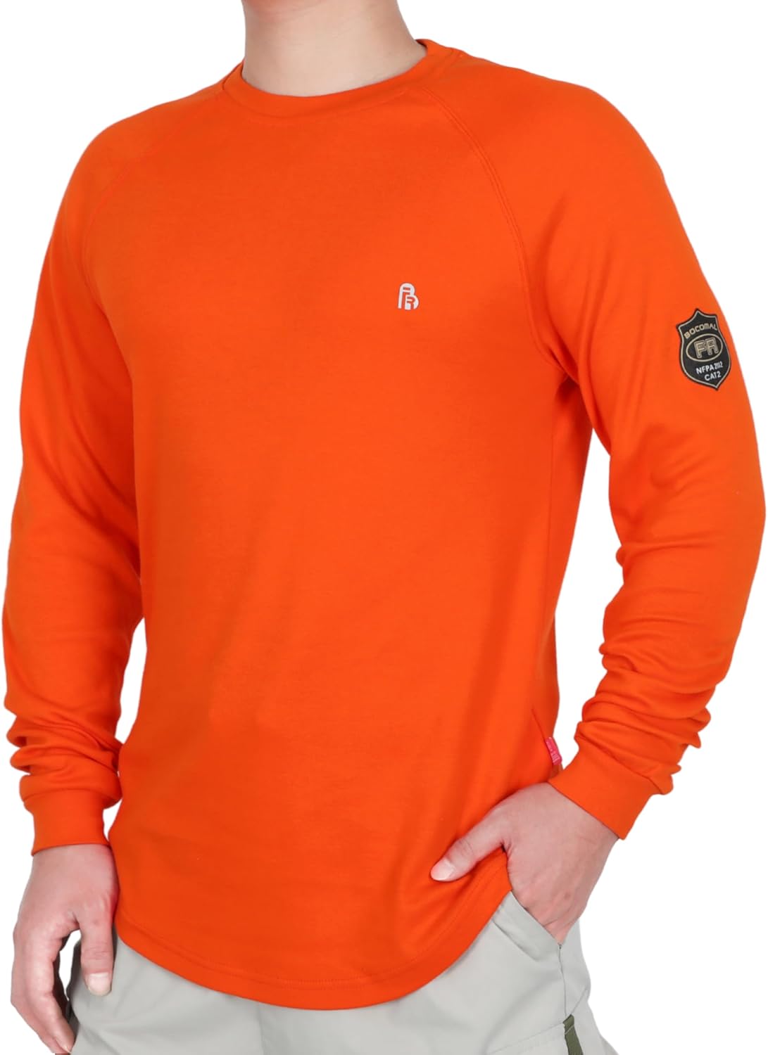 BOCOMAL FR Shirt 7oz Heavyweight Flame Resistant Shirts for Men Fire Retardant Long Sleeve Crew Work Shirts CAT2