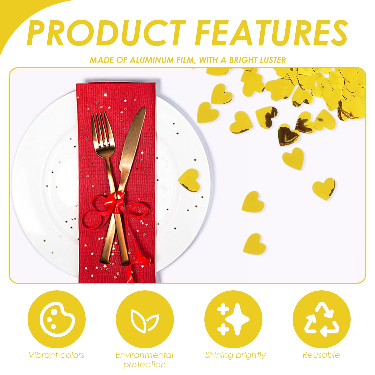 Confettis Cœurs Or Rose Brillant - 30 G, 6 Mm, PVC Métallisé, Pour Fête, Mariage, Décoration