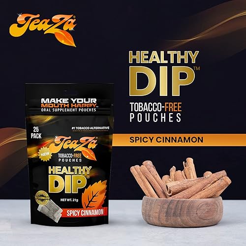 Vista 122 de Teaza Herbal Energy Pouch es - Bolsas de inmersión saludables para tabaco sin humo con sabor extra a especias, canela picante (paquete de 8) sin