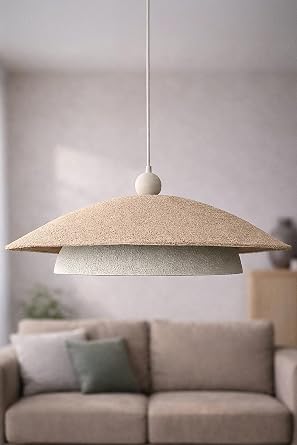 Wabi Sabi Karbon Beton Avize 48x85 cm   El Yap m  Modern Sark t Tavan Lambas , B y k Boy Dekoratif Ayd nlatma, E27 Uyumlu, Salon Oturma Odas    YingYang Bej-Gri [Enerji S n f  A]