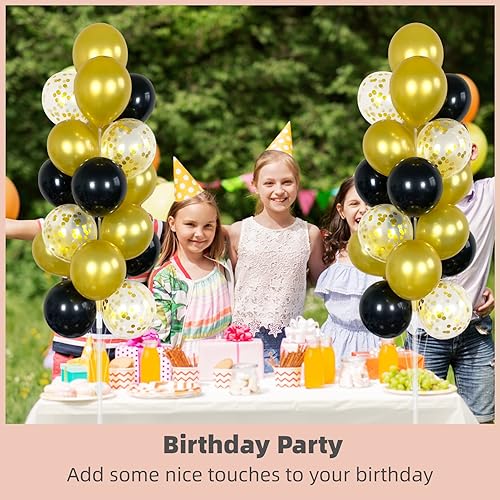 Miniatura 6 de Juego de 2 columnas de globos con globos de confeti incluidos, con base y poste, decoración de fondo de torre de globos para bodas, baby shower