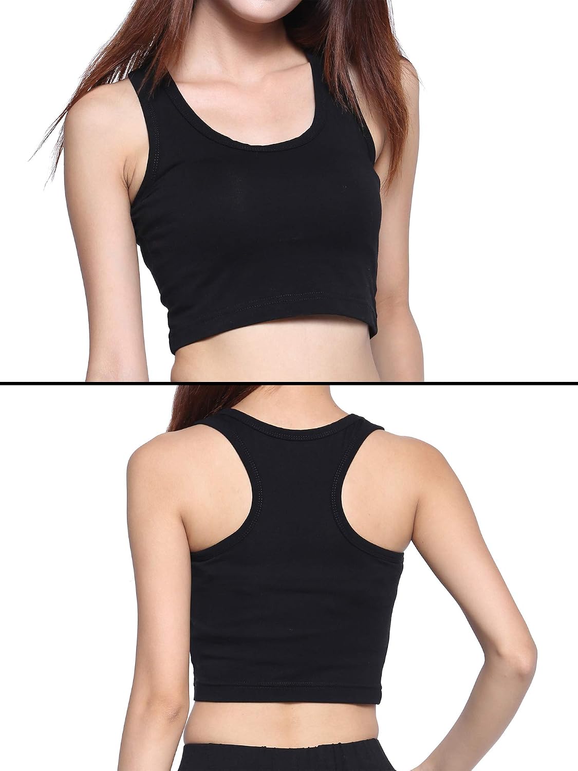 URATOT 3 Pieces Crop Tops for Women Cotton Basic Sleeveless Racerback Tank Tops for Women