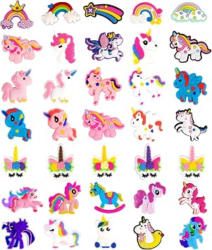CUNUEN Unicorn Charms for Bogg Bag, Cute Rainbow Charm Inserts for Beach Handbag Decoration