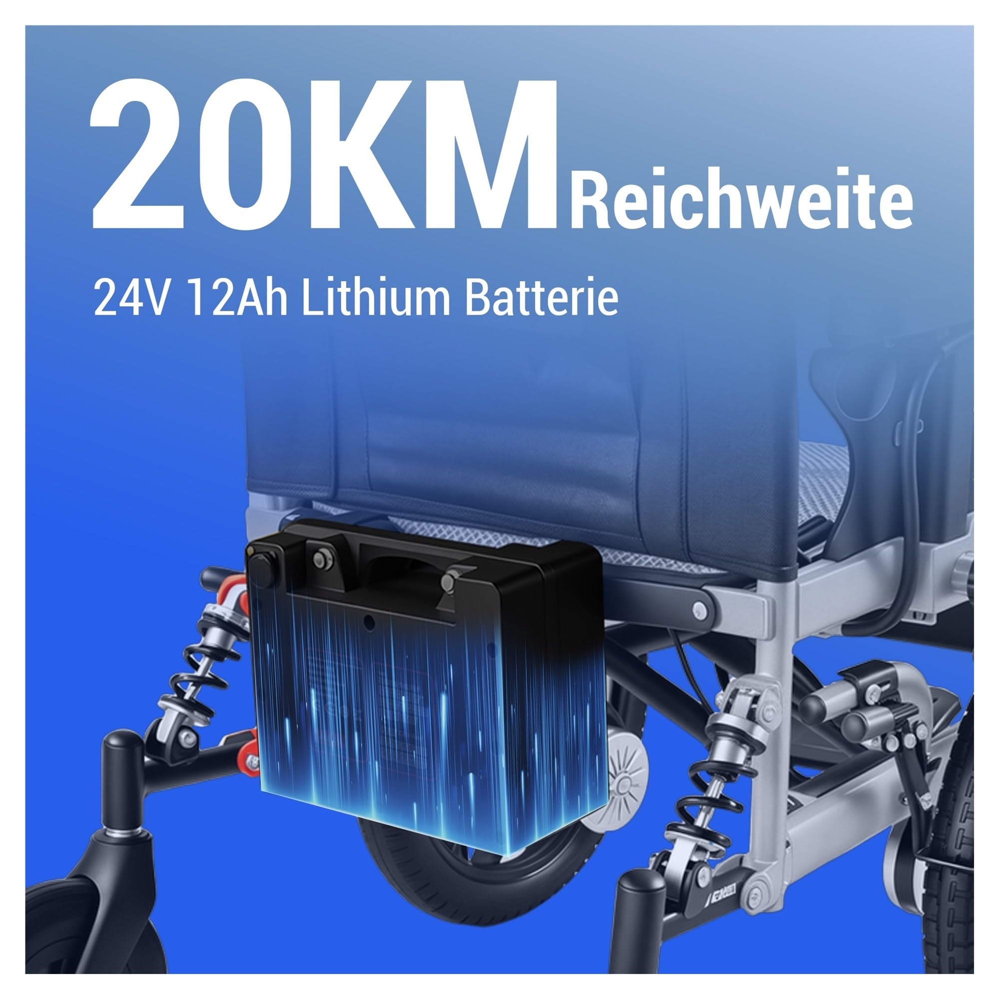 Elektryczny Wózek Inwalidzki, Składana Nośność Do 150 Kg, Silnik 500 W, Zasięg 20 Km, Opony 40 Cm Każdego Terenu I Łatwego Transportu Wygodna Płynna Mobilność