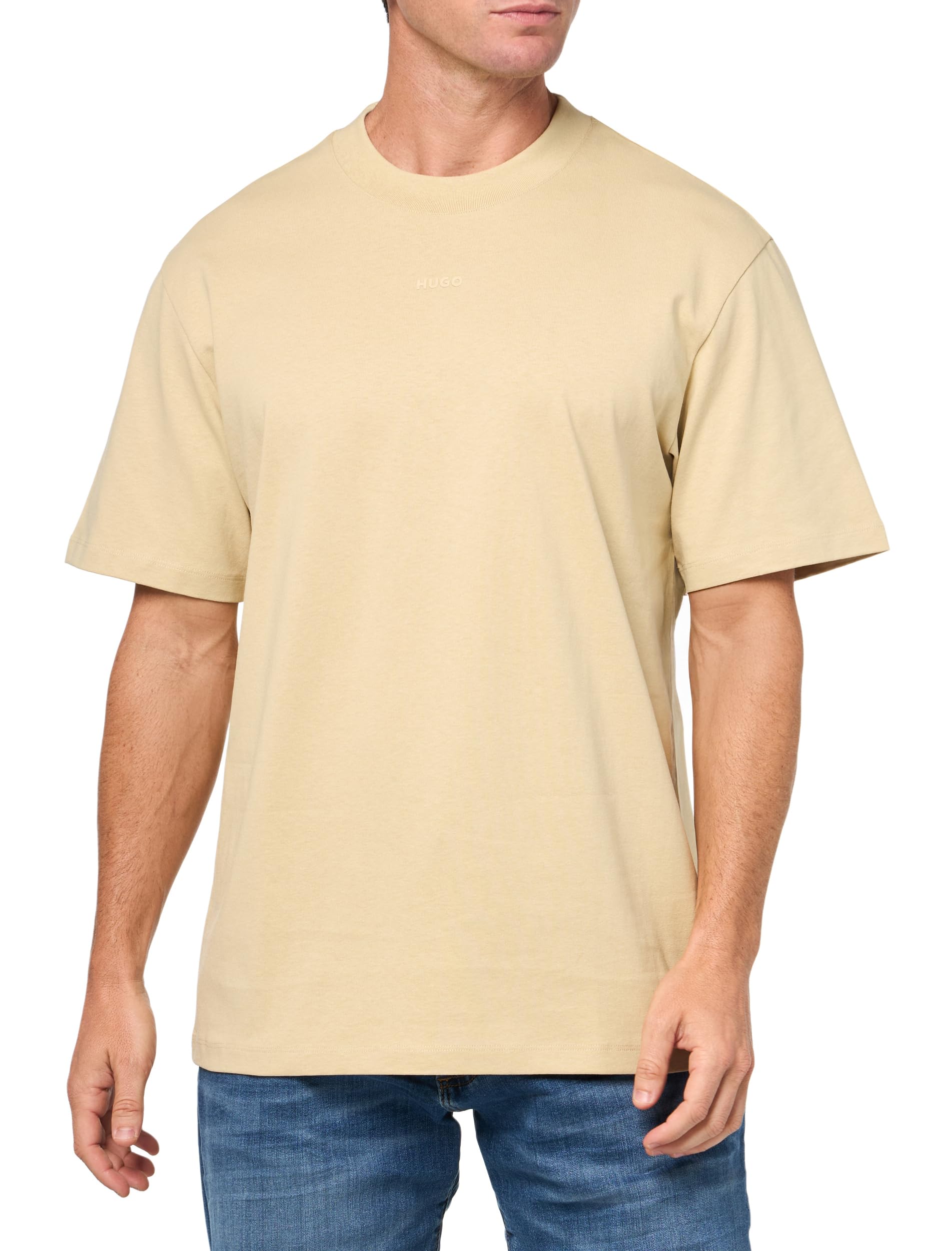 HUGO Men's Small Center Logo Jersey Short Sleeve T-Shirt, Mojave Desert, Large