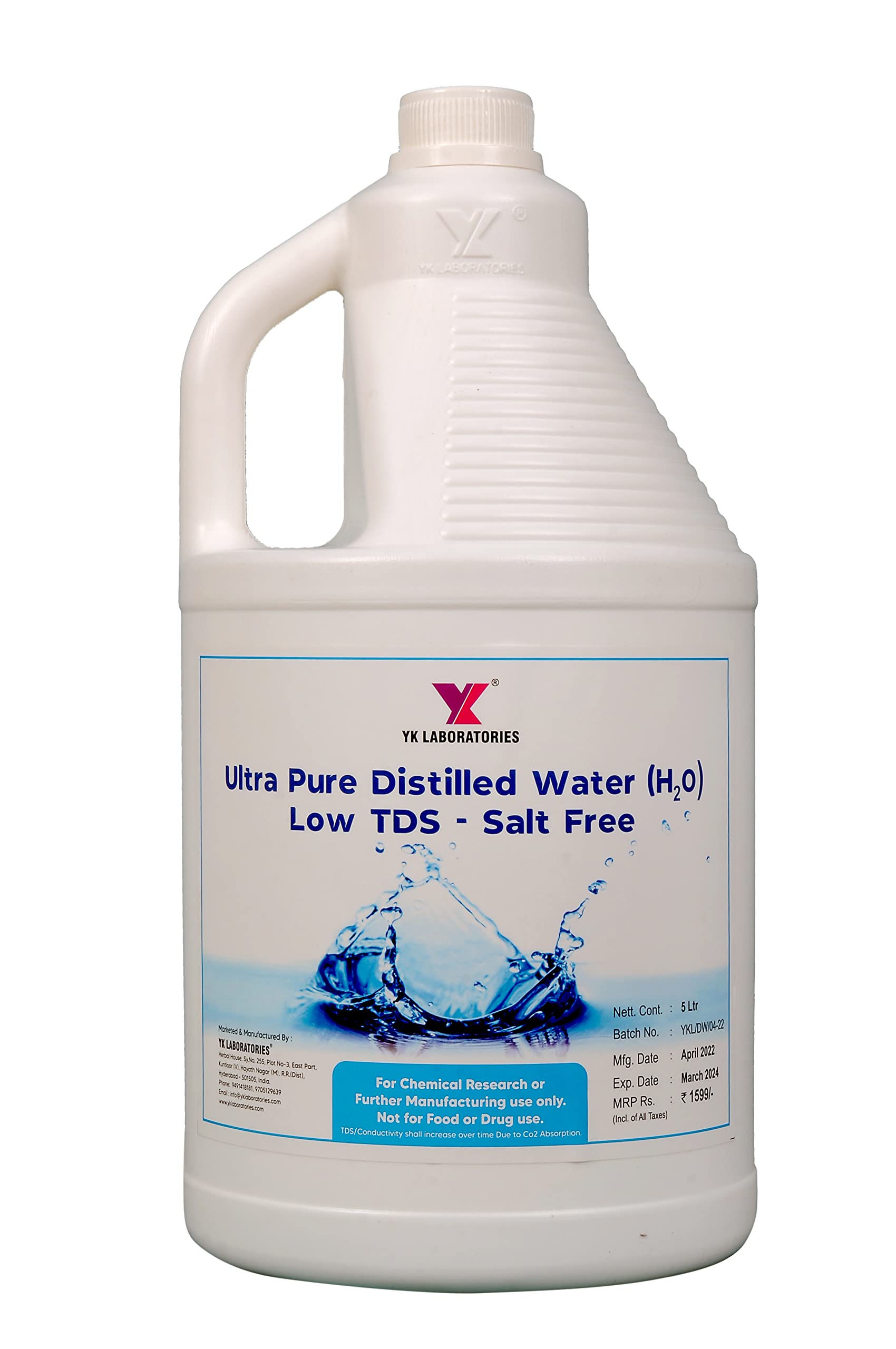 Ultra Pure Distilled Water For Laboratory, Battery, Car, Steam Appliances, Radiator - 5 Litre