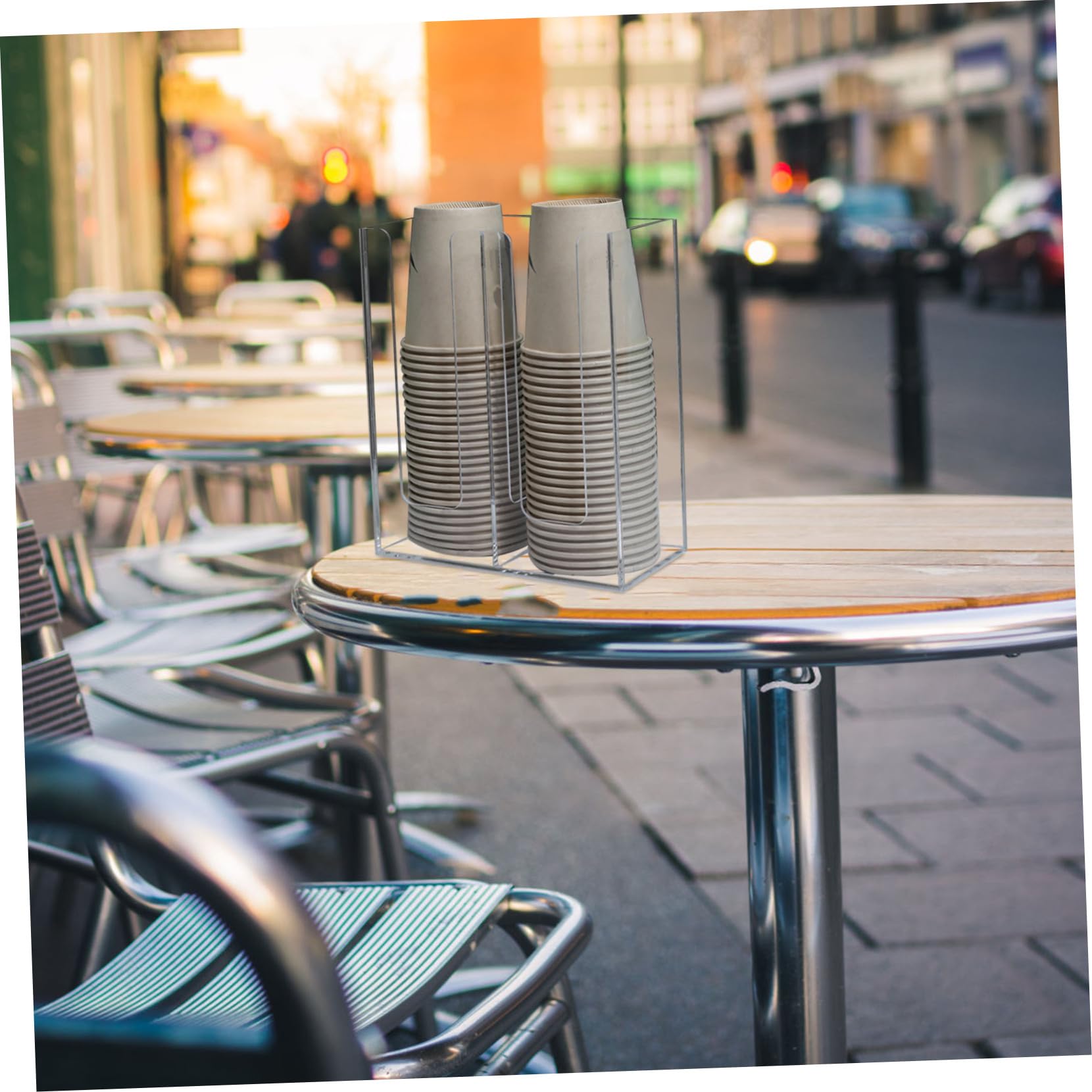 Transparenter Papierbecherspender Acryl Einwegbecherhalter für Kaffee Kioske mit Zwei Fächern Glatte Kanten und Stabile Konstruktion