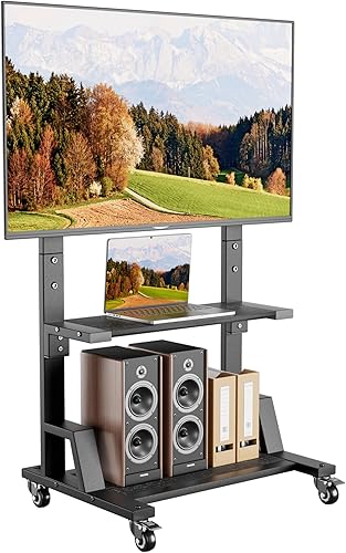 Miniatura 1 de AENTGIU Soporte de TV con ruedas para televisores de 32 a 75 pulgadas, soporte de TV móvil con ruedas, carrito de TV de altura ajustable con