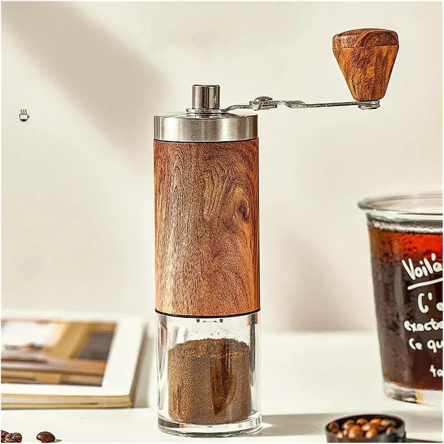 Portable Manual Coffee Grinder Espresso Machine Set Hand-cranked Bean Maker Suitable Home Travel(1Set)