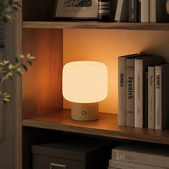 MAGCHARM Mushroom Table Lamp Premium Opal Glass Metal Cordless Night Lamp