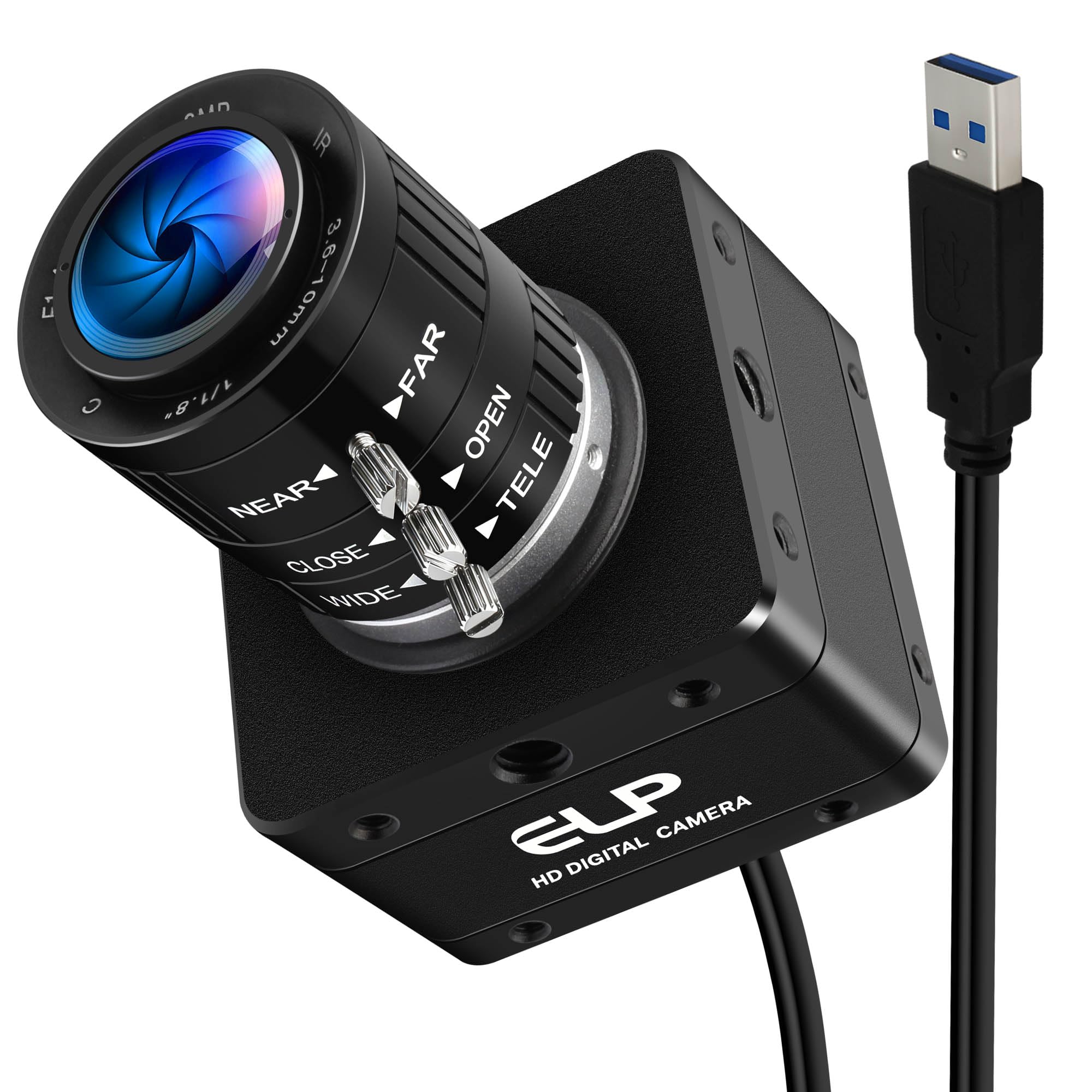 IFWATER USB3.0 60fps Webcam,4K IMX678 Low Light Color Industrial Camera, 3.6-10mm 3X Manual Zoom Focus Lens,Plug & Play for 3D Printer,Robot,Machine Vision,Compatible with Windows,Linux,Raspberry Pi