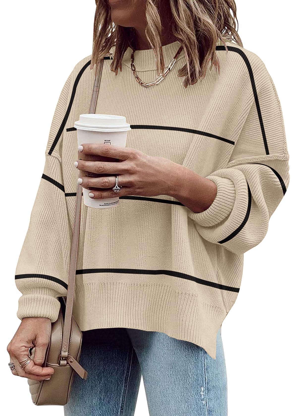 Womens Oversized Sweaters Fall 2026 Fashion Clothes Colorblock Knit Tops