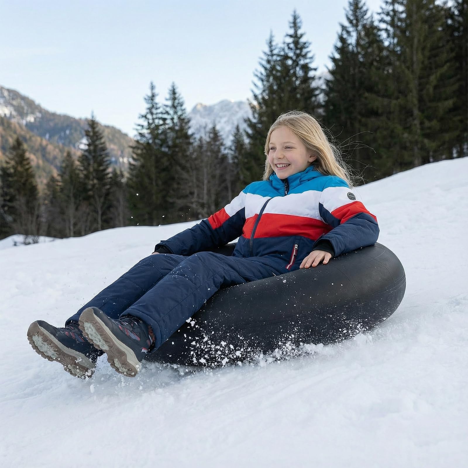 COSTWAY Chambre à Air Robuste de 93 cm, Tube Gonflable en Caoutchouc pour Neige et Rivière avec Bouchon de Valve, Tube d'eau de Qualité Commerciale pour Luge d'hiver Piscine Flottaison