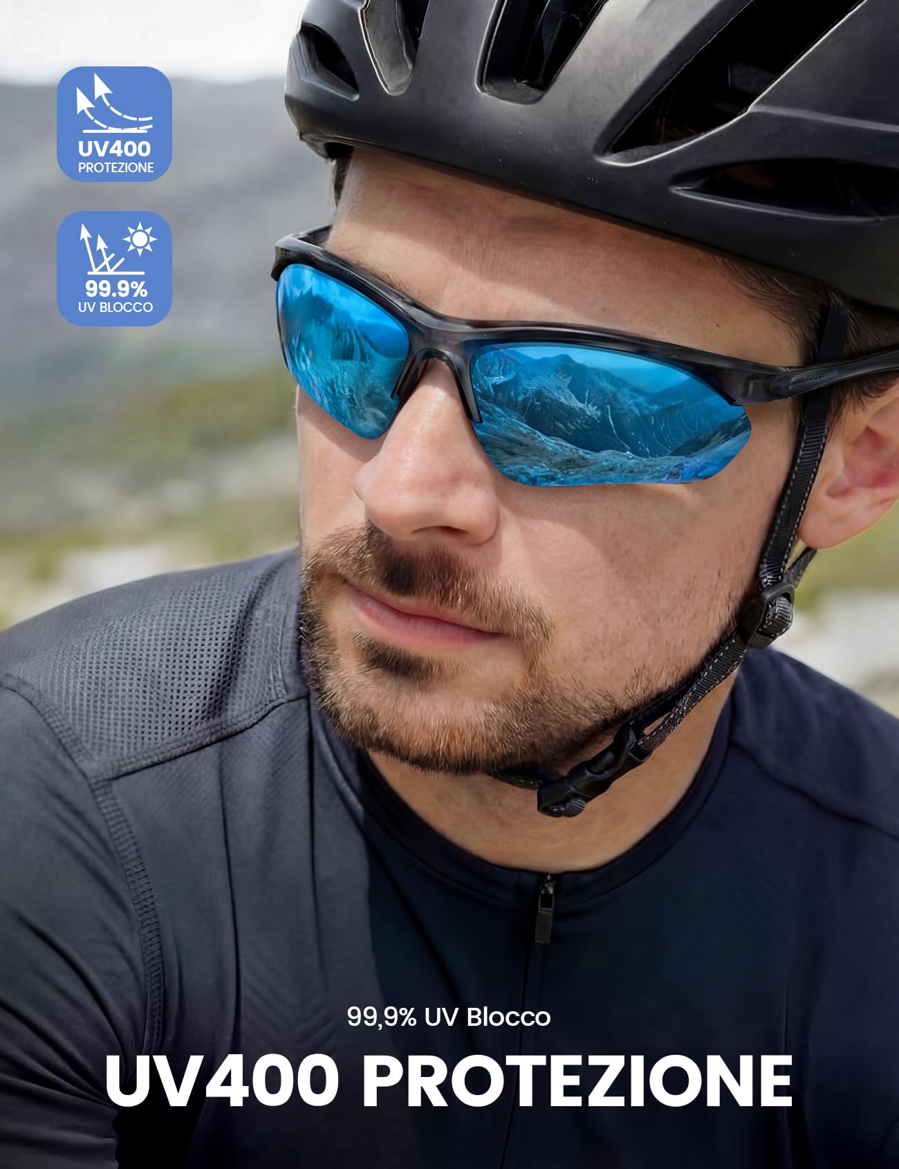 Lamicall Occhiali da Sole Ciclismo Polarizzati - [22g & Design Avvolgente] UV400 Protezione, TR90-Montatura, Nasello Regolabile, Occhiali da Sole Sportivi Multifunzionali per Pesca/Corsa/Escursionismo - 3