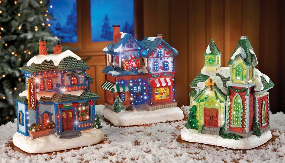 Fiber Optic Christmas Village Shops