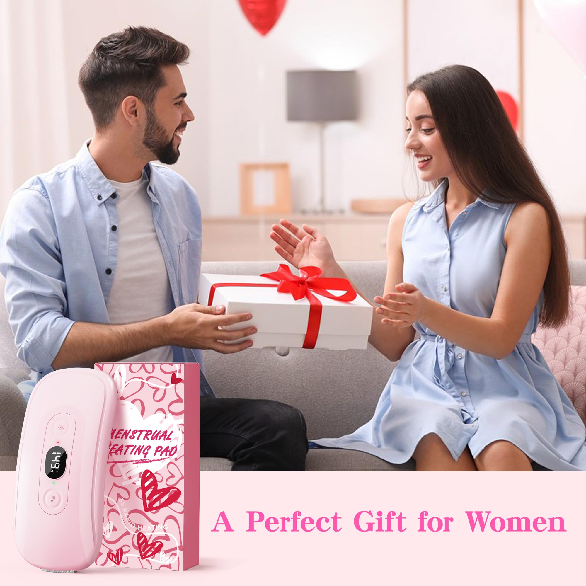 Almohadilla térmica portátil para calambres menstruales: temporizador de 30 a 60 minutos, 6 niveles de calor y 6 modos de vibración, almohadilla térmica eléctrica inalámbrica para aliviar el