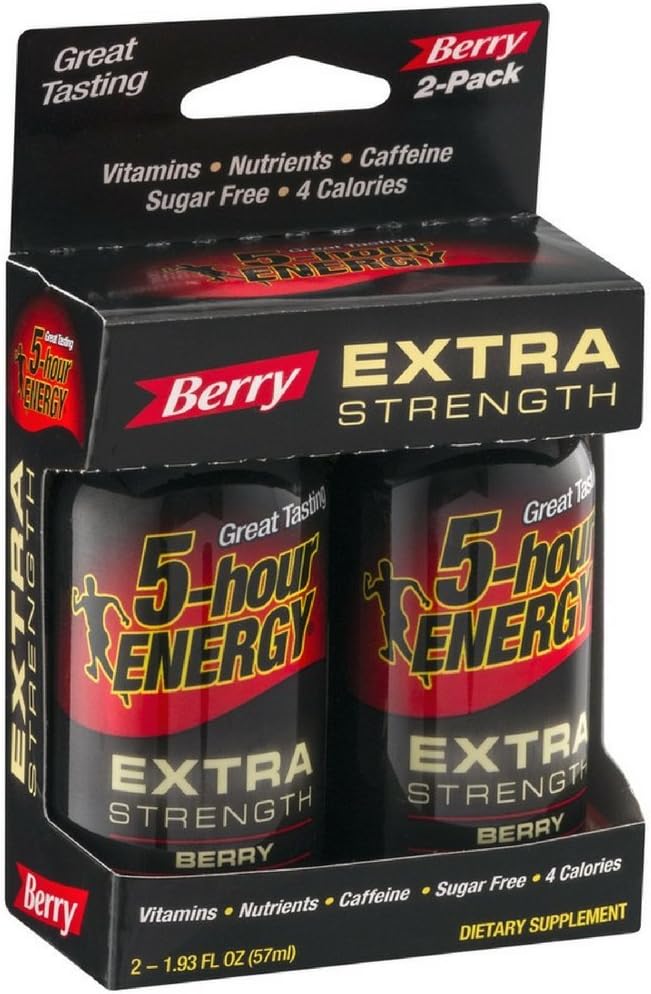 5 Hour Energy Extra Strength Liquid Energy Shot Berry 4 oz ( Pack of 2) : Health & Household
