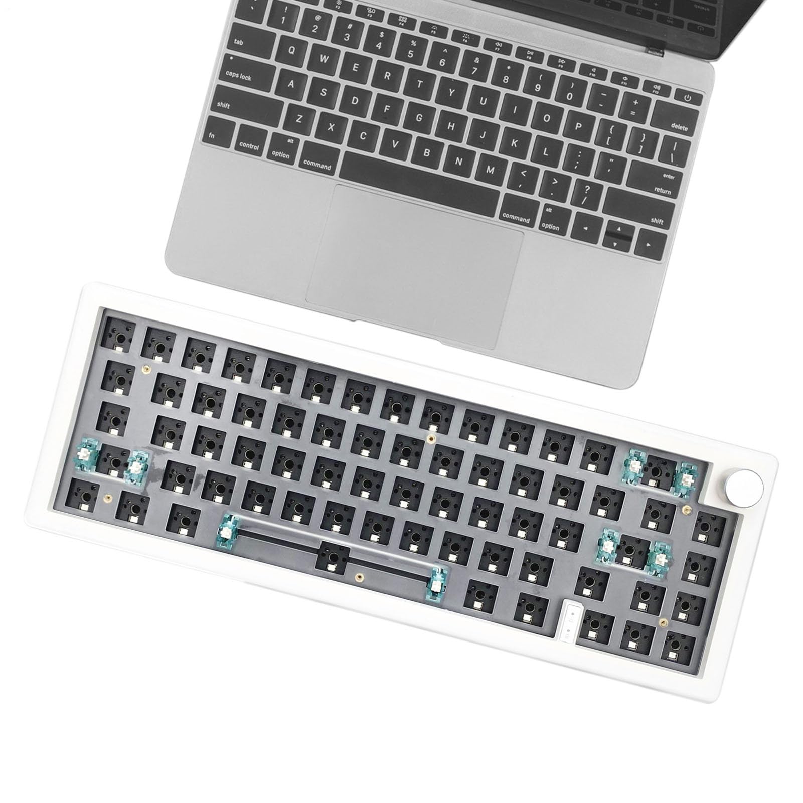 Genérico RGB Mechanical Keyboard – Compact Keyboard, Wired with Number Pad | 67 Keys Backlit Mechanical, Multimedia Knob for PC Game Setup, Office, Internet Cafe