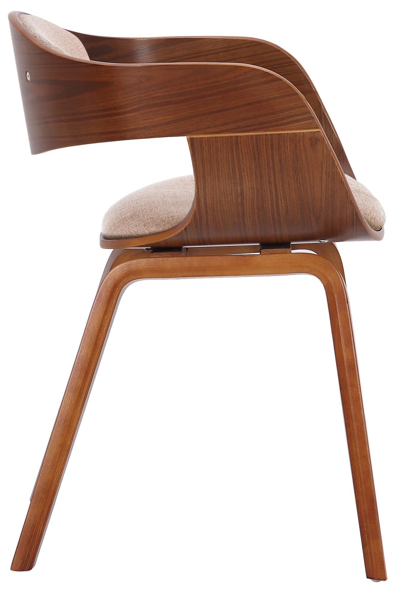 CLP Set De 2 Sillas De Comedor Kingston En Tela & Madera I Pack De 2 Butacas Nórdicas para Reuniones Modernas, Color:Nuez/Crema, Color del Marco:Nuez