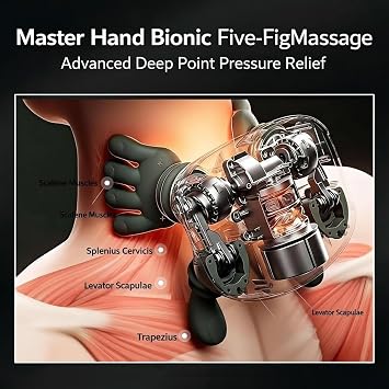 Neck Massager with Heat Bionic Heated Shoulder and Back Massager, Simulated Human Palm Massage for Muscle Tension Relief, Portable Wireless Shiatsu Massage Master