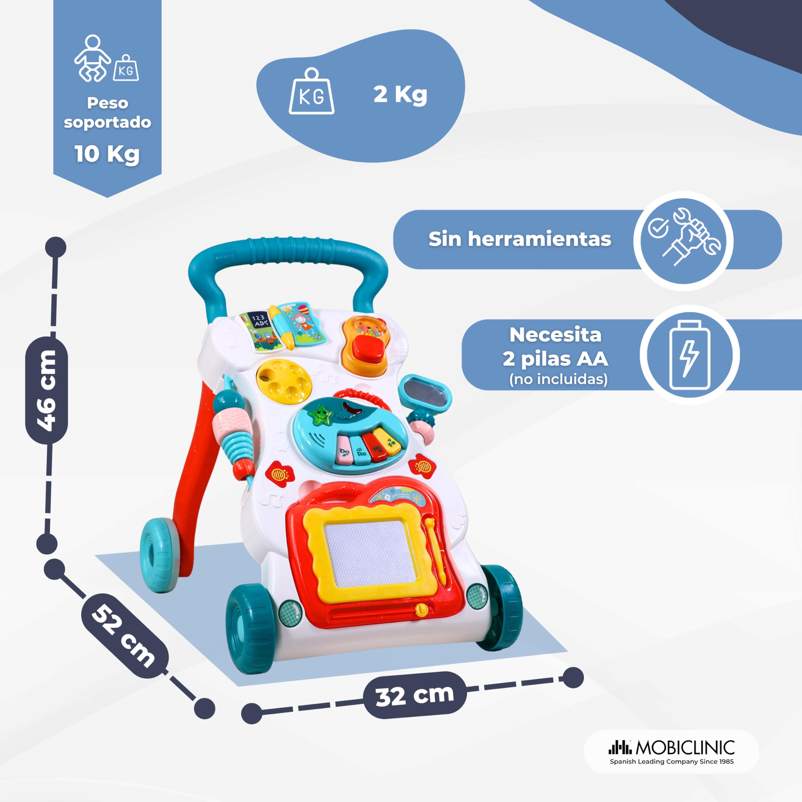 Mobiclinic®, Andador para Bebés, Con Música y Luces, Velocidad Ajustable, Juguetes Extraíbles, Master, + 6 meses, Centro de Actividades Educativas, Estable y Seguro, Multicolor — view 2
