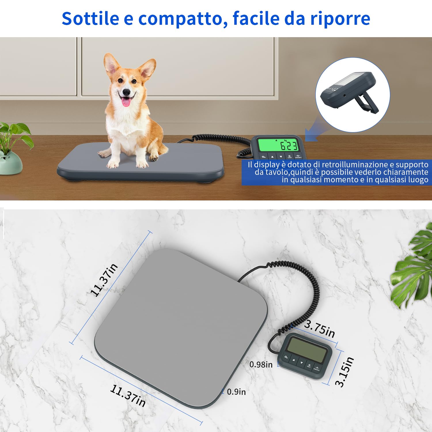 UNIWEIGH Bilancia postale digitale resistente, con piattaforma in acciaio con display LCD, grande scala per pacchi, bagagli, piccole imprese e casa, batteria inclusa