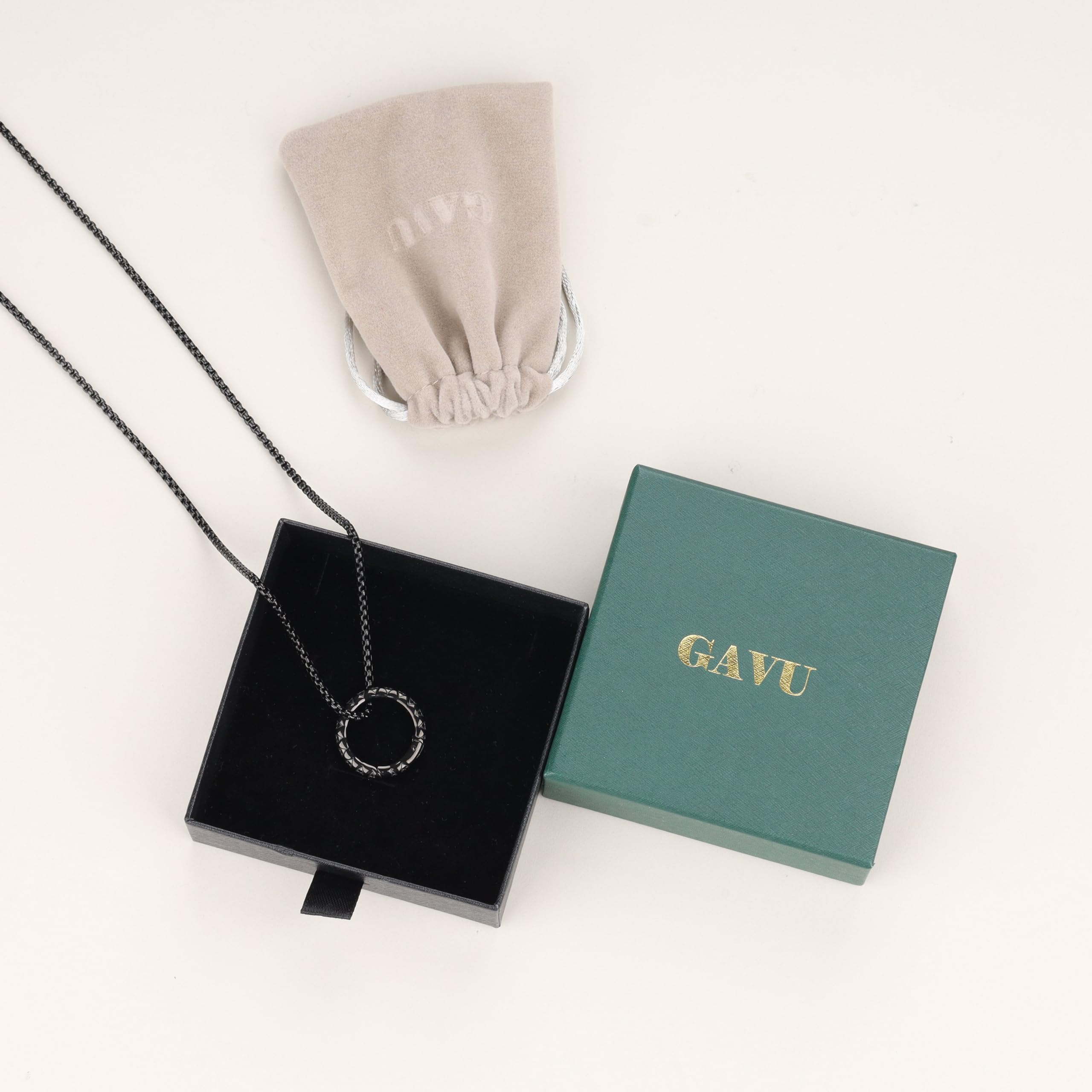 GAVU Collana Porta Anelli da Uomo, Collana da Uomo in Acciaio Inossidabile con Ciondolo Porta Anelli