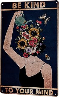 Vintage Room Decor - Be Kind to Your Mind Metal Tin Sign Retro Decor Sign Boho Room Office Home Coffee Bar Wall Decor 8X12Inch